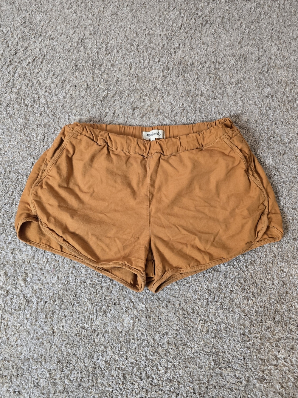 Madewell Women’s Chino Shorts Pull On Elastic Waist Pockets Brown Size S H0596